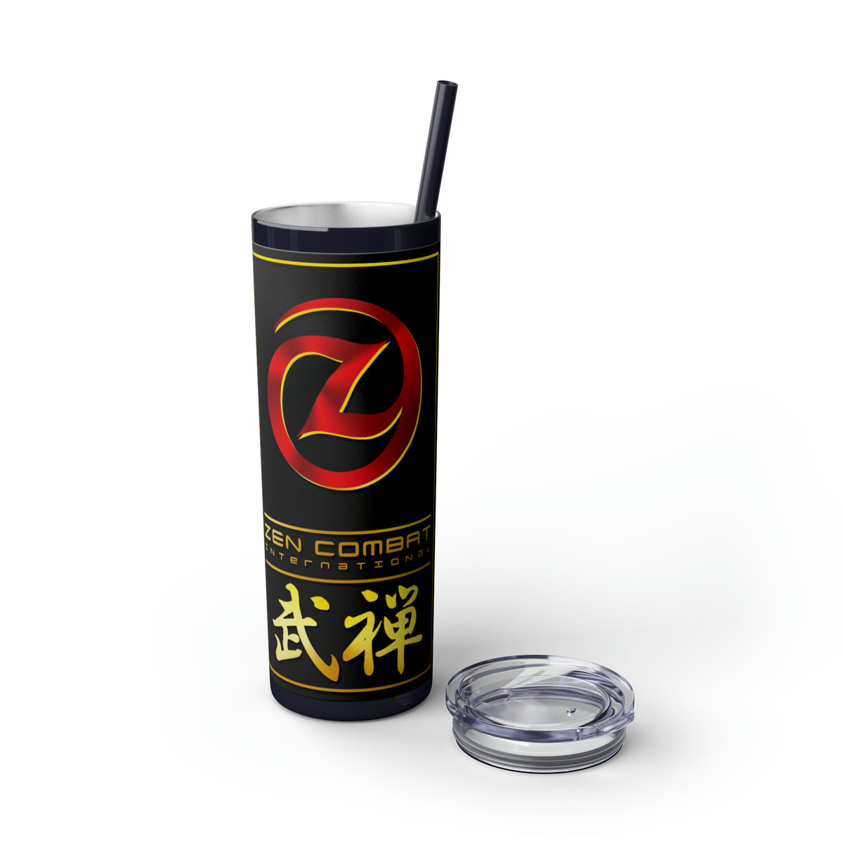 Zen Combat Gold Banner Skinny Tumbler with Straw, 20oz