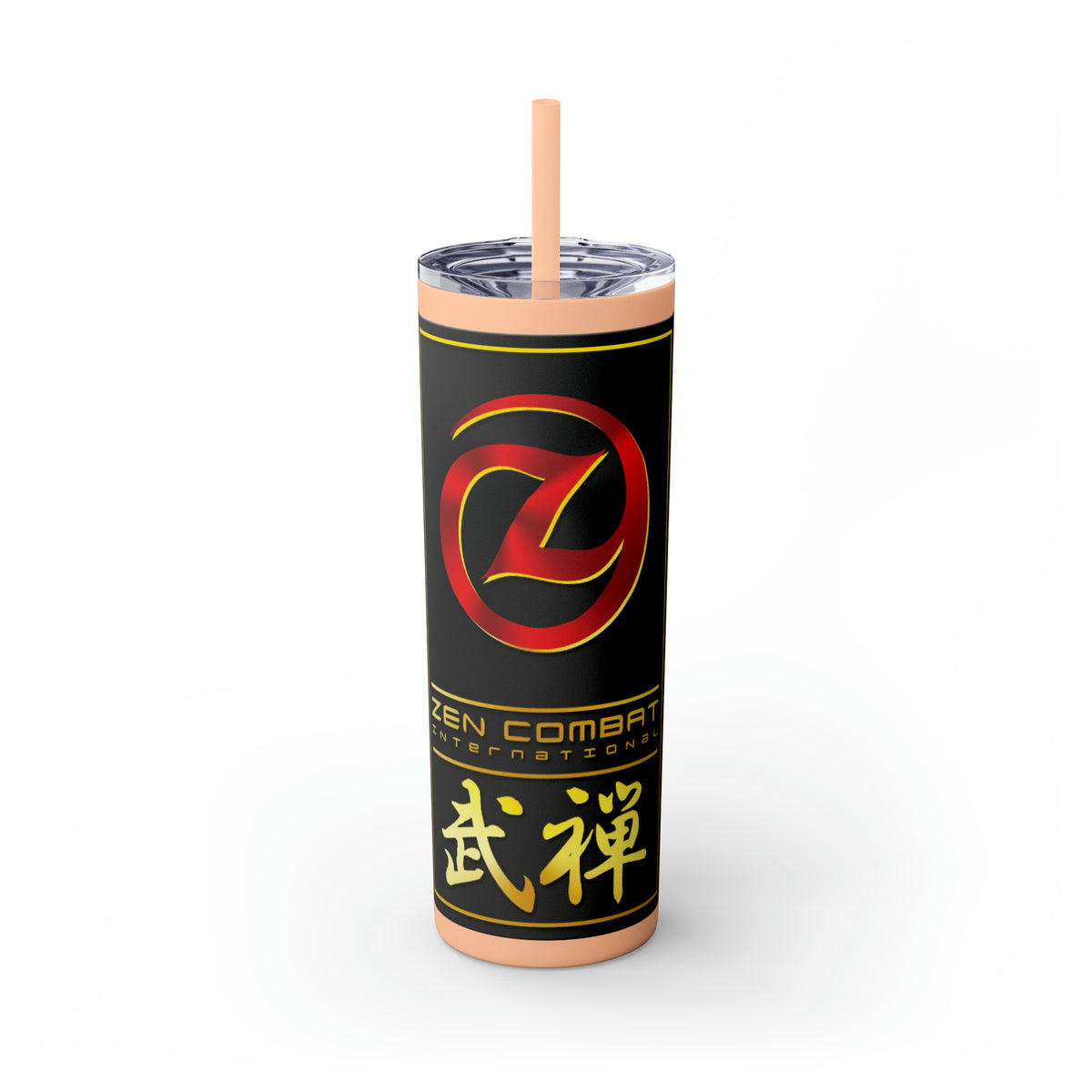 Zen Combat Gold Banner Skinny Tumbler with Straw, 20oz