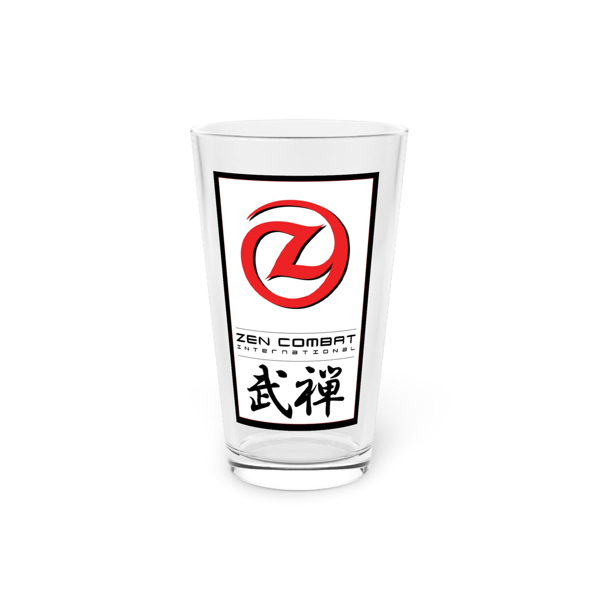Zen Combat White Banner Pint Glass, 16oz