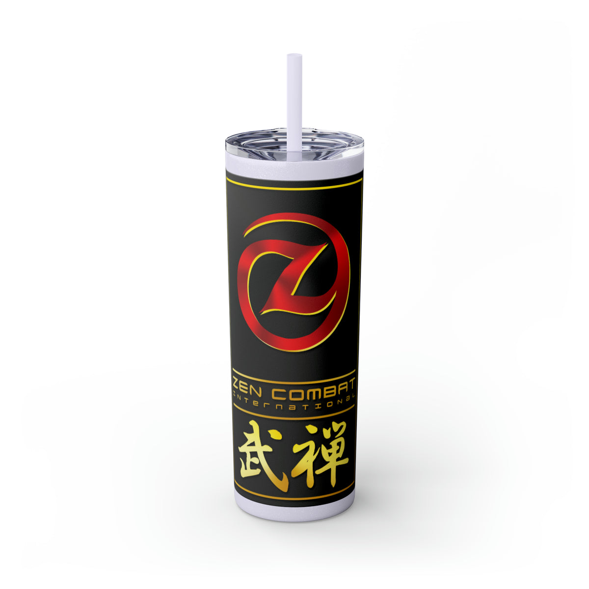 Zen Combat Gold Banner Skinny Tumbler with Straw, 20oz