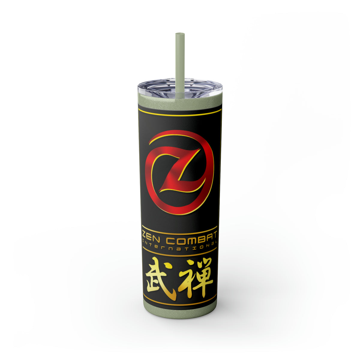 Zen Combat Gold Banner Skinny Tumbler with Straw, 20oz