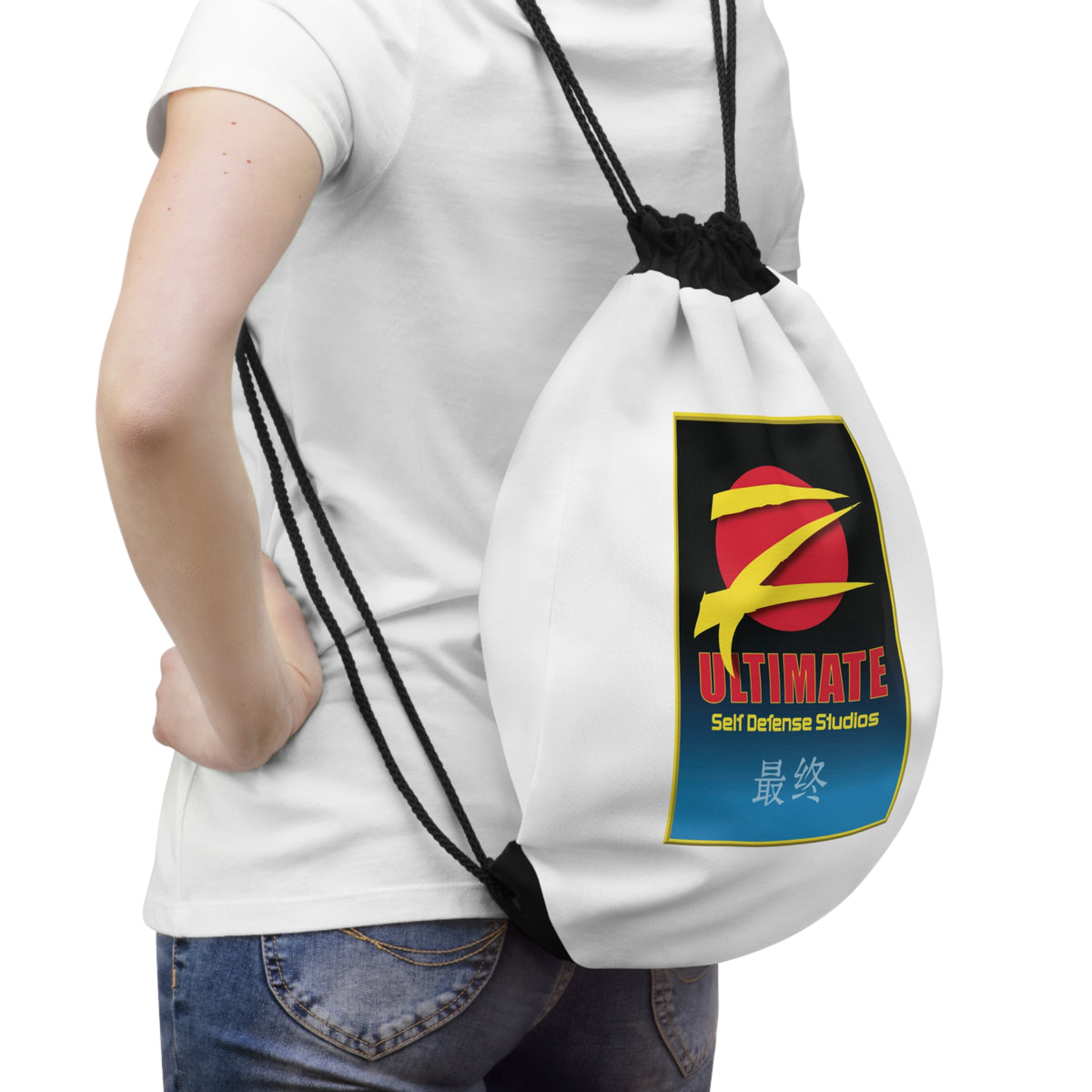 Z-Ultimate White Drawstring Bag
