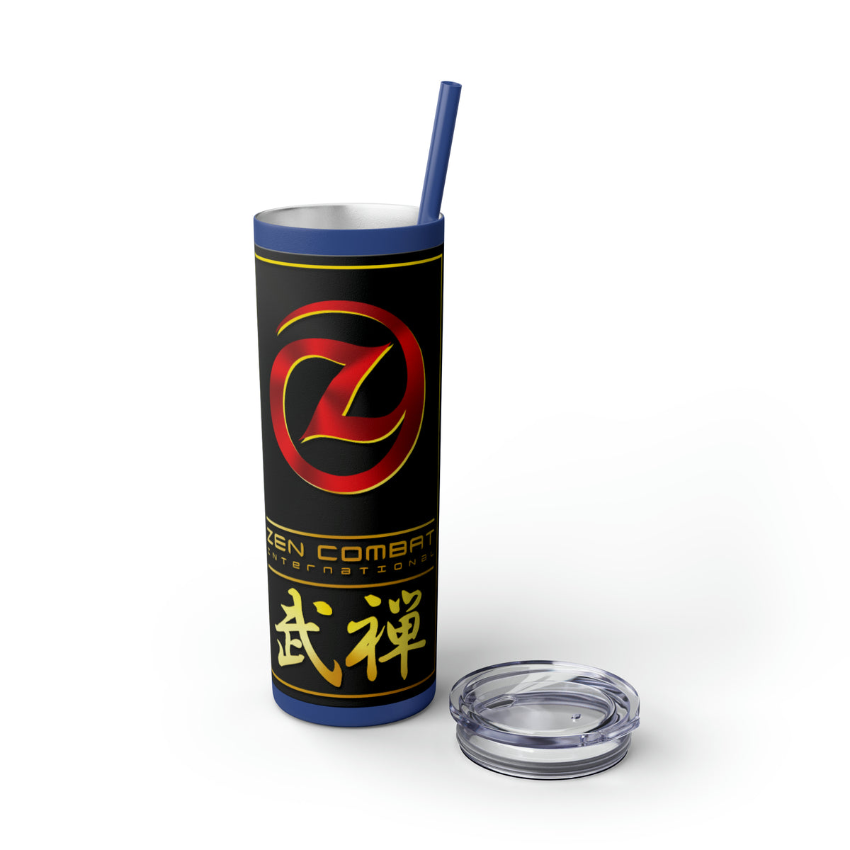 Zen Combat Gold Banner Skinny Tumbler with Straw, 20oz