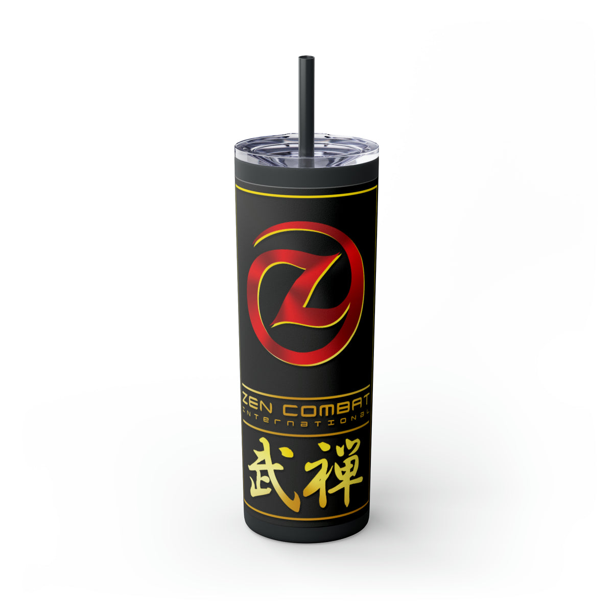 Zen Combat Gold Banner Skinny Tumbler with Straw, 20oz