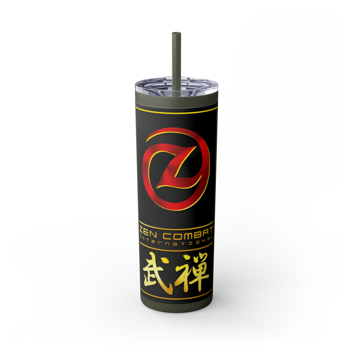 Zen Combat Gold Banner Skinny Tumbler with Straw, 20oz