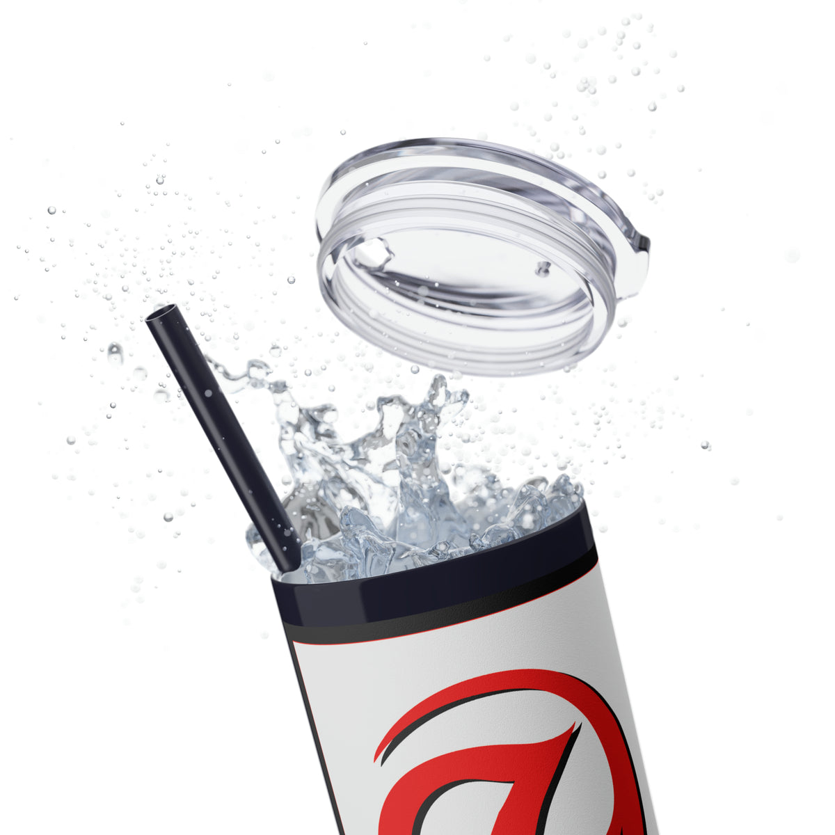 Zen Combat White Banner Skinny Tumbler with Straw, 20oz